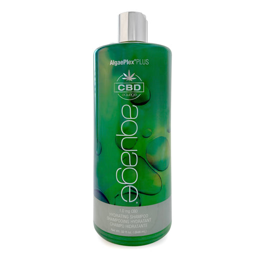 Green Aquage Hydrating Shampoo 32 FL OZ bottle on a white background