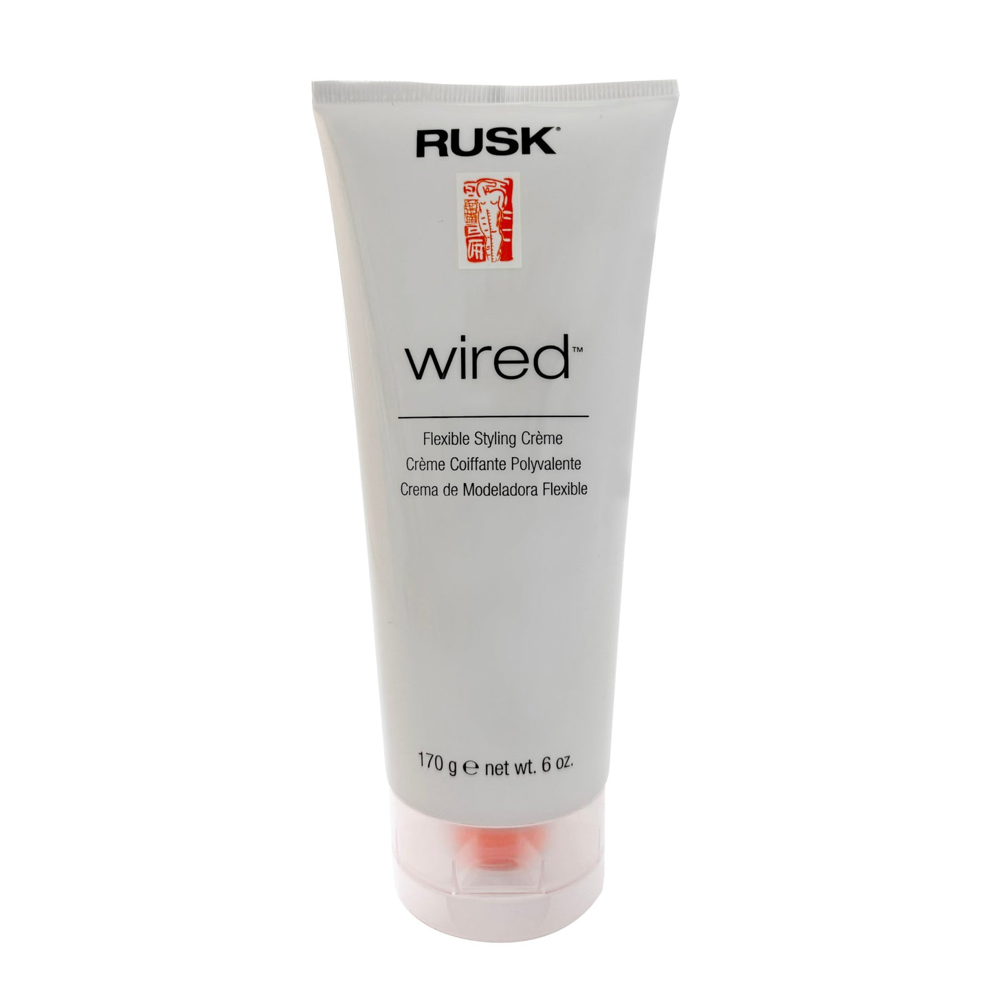 Rusk wired styling crème 6 OZ tube on a white background