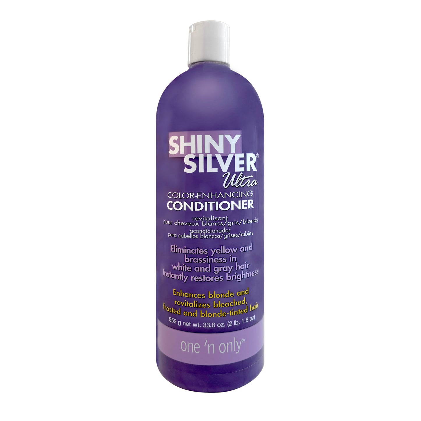 One 'N Only Shiny Silver Ultra Color-Enhancing Conditioner 33.8 FL OZ bottle on a white background