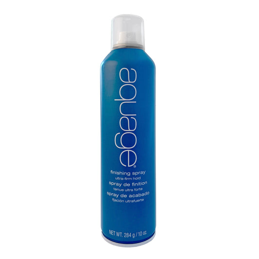 Blue bottle of Classic Aquage finishing spray Ultra-Firm Hold 10 OZ on a white background