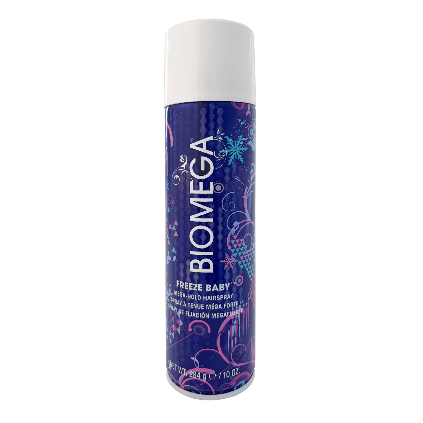 Aquage Biomega Freeze Baby hairspray 10 OZ can on a white background