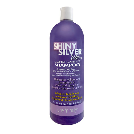 One 'N Only Shiny Silver conditioning shampoo 33.8 FL OZ bottle on a white background